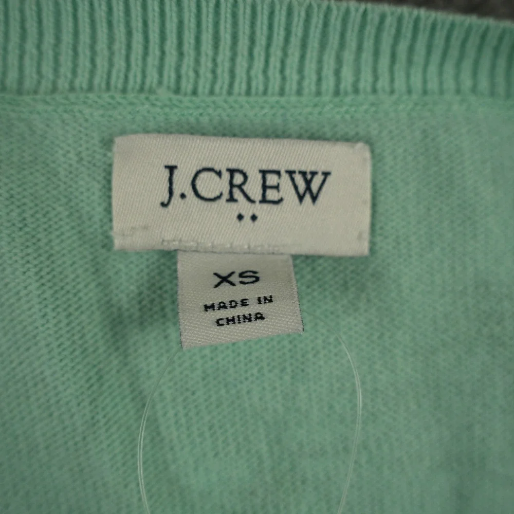 J.Crew Sweater Women XS Green V-Neck Tunic Wool Blend Long Sleeve Easter Color